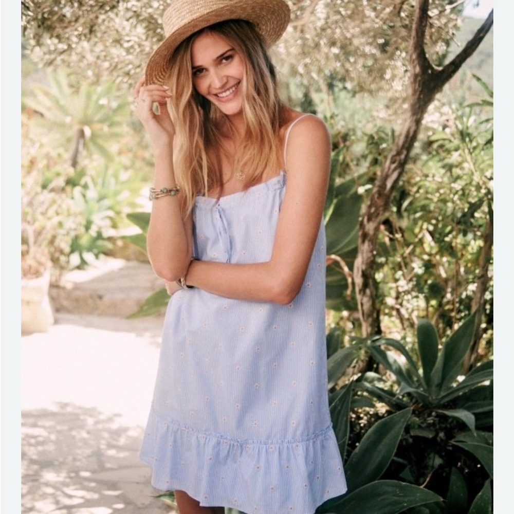 Sézane Light Blue Sundress with Ruffle Hem